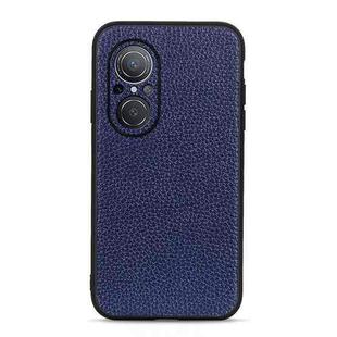 For Huawei nova 9 SE Fine Hole Version Litchi Texture Genuine Leather Phone Case(Blue)