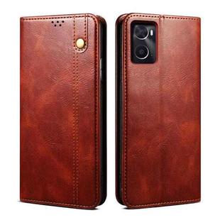 For OPPO A96 5G / Reno7 Z 5G Oil Wax Crazy Horse Texture Leather Phone Case(Brown)