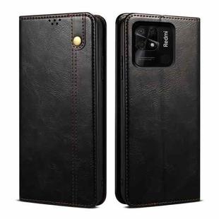 For Xiaomi Redmi 10C Oil Wax Crazy Horse Texture Leather Phone Case(Black)