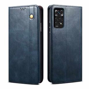 For Xiaomi Poco X4 Pro 5G Oil Wax Crazy Horse Texture Leather Phone Case(Blue)