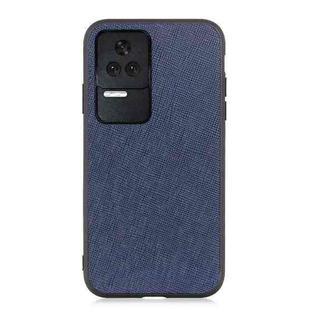 For Xiaomi Redmi K50/K50 Pro Fine Hole Version Cross Texture Genuine Leather Phone Case(Blue)