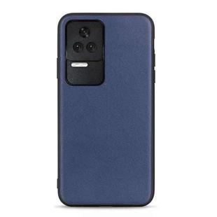 For Xiaomi Redmi K40S 5G Sheep Texture Genuine Leather Shockproof Phone Case(Blue)