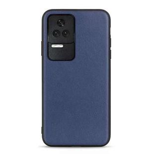 For Xiaomi Redmi K50/K50 Pro Fine Hole Version Sheep Texture Genuine Leather Shockproof Phone Case(Blue)