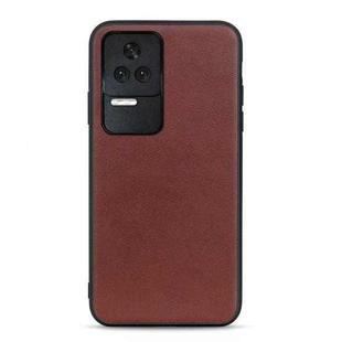 For Xiaomi Redmi K50/K50 Pro Fine Hole Version Sheep Texture Genuine Leather Shockproof Phone Case(Brown)