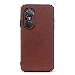 For Huawei nova 9 SE Fine Hole Version Sheep Texture Genuine Leather Shockproof Phone Case(Brown)