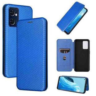 For OPPO Find X5 Lite Carbon Fiber Texture Leather Phone Case(Blue)