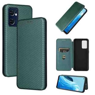 For OPPO Find X5 Lite Carbon Fiber Texture Leather Phone Case(Green)