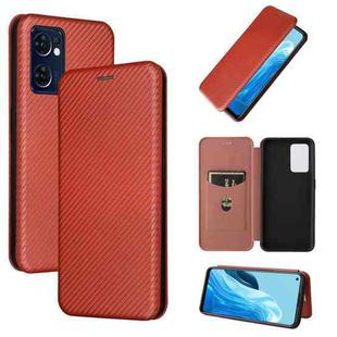 For OPPO Find X5 Lite Carbon Fiber Texture Leather Phone Case(Brown)