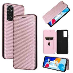 For Xiaomi Redmi Note 11 4G / Note 11S 4G Carbon Fiber Texture Leather Phone Case(Pink)