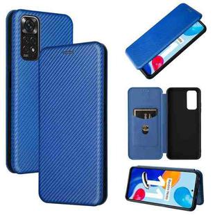 For Xiaomi Redmi Note 11 4G / Note 11S 4G Carbon Fiber Texture Leather Phone Case(Blue)