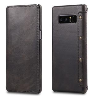 For Galaxy Note 8 Denior Oil Wax Cowhide Simple Horizontal Flip Leather Case with Card Slots & Wallet(Black)