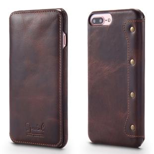For iPhone 6 Plus / 7 Plus / 8 Plus Denior Oil Wax Cowhide Simple Horizontal Flip Leather Case with Card Slots & Wallet(Brown)