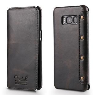 For Galaxy S8 Denior Oil Wax Cowhide Simple Horizontal Flip Leather Case with Card Slots & Wallet(Black)