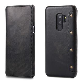 For Galaxy S9 Plus Denior Oil Wax Cowhide Simple Horizontal Flip Leather Case with Card Slots & Wallet(Black)