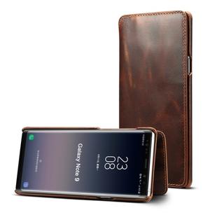 For Galaxy Note9 Denior Oil Wax Cowhide Simple Horizontal Flip Leather Case with Card Slots & Wallet(Brown)