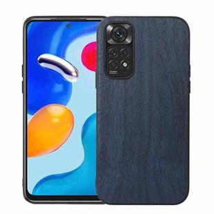 For Xiaomi Redmi Note 11 4G / Note 11S Wood Texture PU Phone Case(Blue)