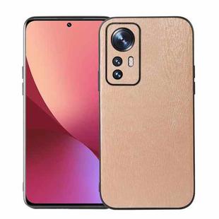 For Xiaomi 12 Pro Wood Texture PU Phone Case(Gold)