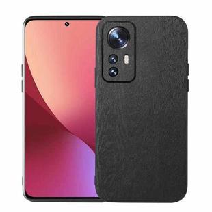 For Xiaomi 12 / 12X Wood Texture PU Phone Case(Black)
