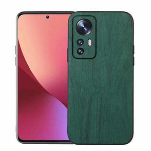 For Xiaomi 12 / 12X Wood Texture PU Phone Case(Green)