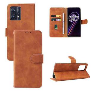 For OPPO Realme 9 Pro+ Skin Feel Magnetic Buckle Calf Texture Leather Phone Case(Brown)