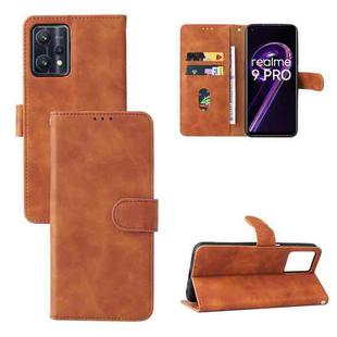 For OPPO Realme 9 Pro Skin Feel Magnetic Buckle Calf Texture Leather Phone Case(Brown)