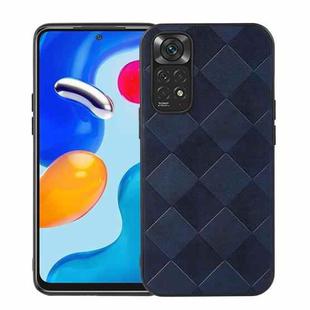 For Xiaomi Redmi Note 11 4G / Note 11S Weave Plaid PU Phone Case(Blue)