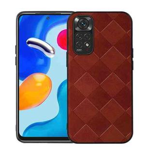 For Xiaomi Redmi Note 11 4G / Note 11S Weave Plaid PU Phone Case(Brown)