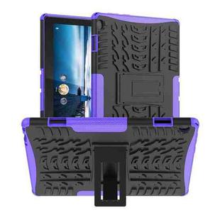 For Lenovo Tab M10 X605 / X505 Tire Texture Shockproof TPU+PC Protective Tablet Case with Holder(Purple)