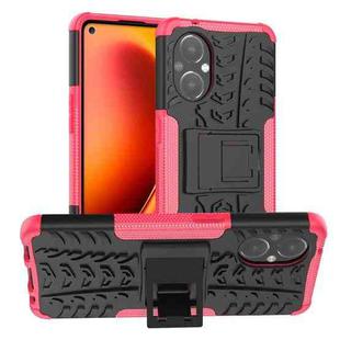 For OnePlus Nord N20 5G Tire Texture Shockproof TPU+PC Phone Case with Holder(Pink)