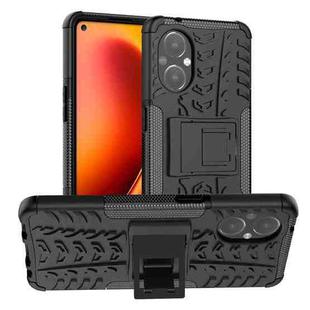 For OnePlus Nord N20 5G Tire Texture Shockproof TPU+PC Phone Case with Holder(Black)