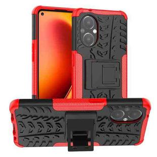 For OnePlus Nord N20 5G Tire Texture Shockproof TPU+PC Phone Case with Holder(Red)