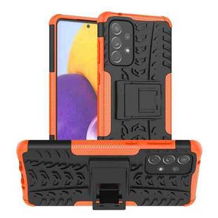 For Samsung Galaxy A73 5G Tire Texture Shockproof TPU+PC Phone Case with Holder(Orange)