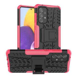 For Samsung Galaxy A73 5G Tire Texture Shockproof TPU+PC Phone Case with Holder(Pink)