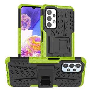 For Samsung Galaxy A23 Tire Texture Shockproof TPU+PC Phone Case with Holder(Green)