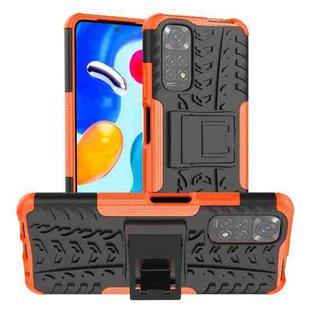 For Xiaomi Redmi Note 11S 4G International Version Tire Texture Shockproof TPU+PC Phone Case with Holder(Orange)