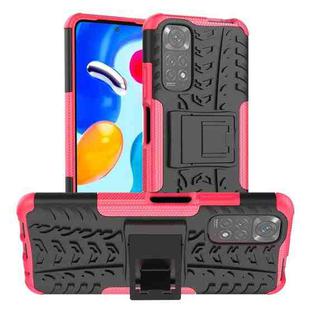 For Xiaomi Redmi Note 11S 4G International Version Tire Texture Shockproof TPU+PC Phone Case with Holder(Pink)