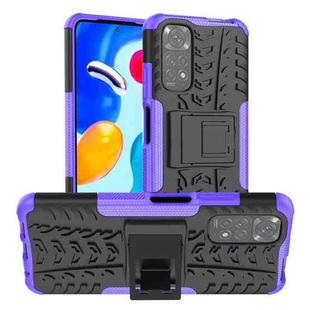 For Xiaomi Redmi Note 11S 4G International Version Tire Texture Shockproof TPU+PC Phone Case with Holder(Purple)