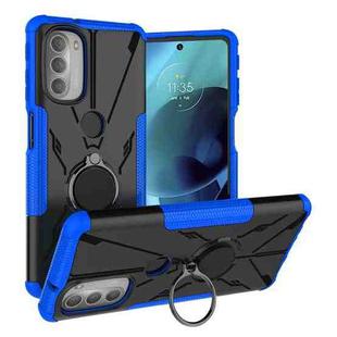 For Motorola Moto G51 5G Armor Bear Shockproof PC + TPU Phone Protective Case with Ring Holder(Blue)