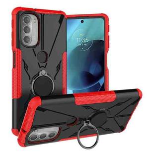 For Motorola Moto G51 5G Armor Bear Shockproof PC + TPU Phone Protective Case with Ring Holder(Red)