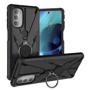 For Motorola Moto G51 5G Armor Bear Shockproof PC + TPU Phone Protective Case with Ring Holder(Black)