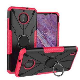 For Nokia C10 / C20 Armor Bear Shockproof PC + TPU Phone Protective Case with Ring Holder(Rose Red)