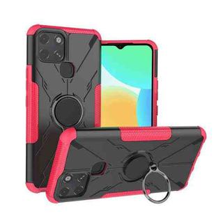 For Infinix Smart 6 Armor Bear Shockproof PC + TPU Phone Protective Case with Ring Holder(Rose Red)