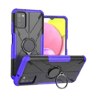 For Samsung Galaxy A03s(EU) Armor Bear Shockproof PC + TPU Phone Protective Case with Ring Holder(Purple)