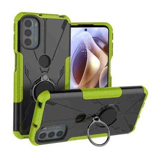 For Motorola Moto G31 Armor Bear Shockproof PC + TPU Phone Protective Case with Ring Holder(Green)