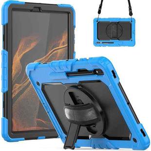 For Samsung Galaxy Tab S8+ 12.4 inch SM-X800 Silicone + PC Tablet Case with Shoulder Strap(Light Blue+Black)