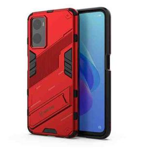 For OPPO A36 4G (China) / Realme 9i Punk Armor PC + TPU Phone Case with Holder(Red)