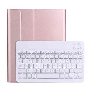A11B Lambskin Texture Ultra-thin Bluetooth Keyboard Leather Case with Pen Holder For iPad Air 5 2022 / Air 4 2020 10.9 & Pro 11 inch 2021 / 2020 / 2018(Rose Gold)