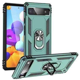 For Google Pixel 6A Shockproof TPU + PC Protective Case with 360 Degree Rotating Holder(Dark Green)