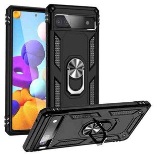 For Google Pixel 6A Shockproof TPU + PC Protective Case with 360 Degree Rotating Holder(Black)