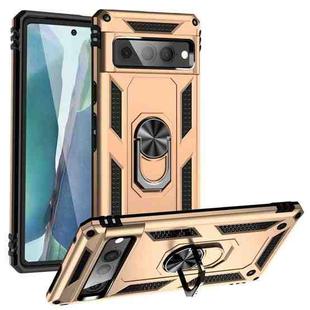 For Google Pixel 7 Pro Shockproof TPU + PC Protective Case with 360 Degree Rotating Holder(Gold)
